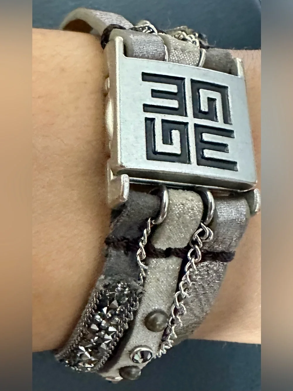 Silver Geometric Square Pendant Necklace for Men